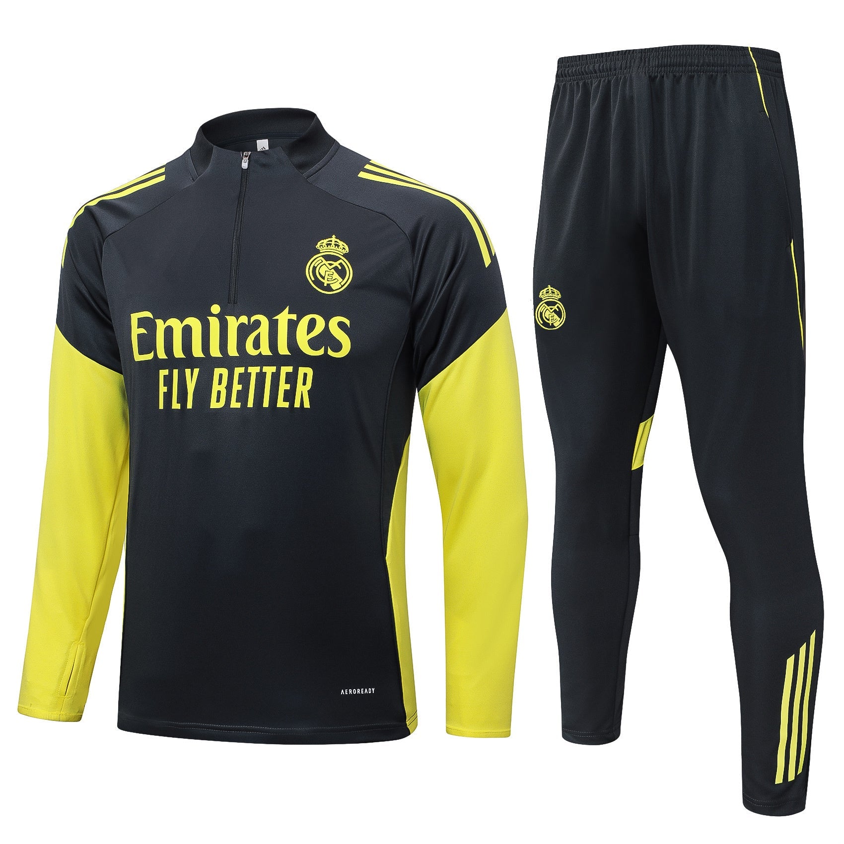 2025-26 Real Madrid Dark gray (yellow sleeves) Training Suit