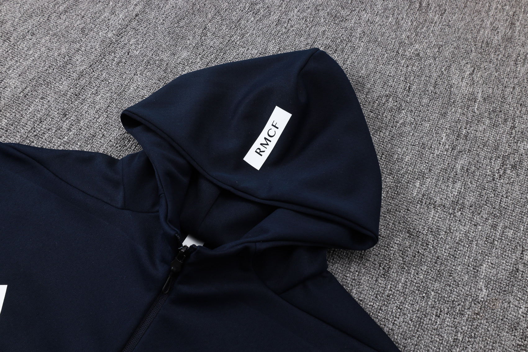 2025-26 Real Madrid Dark blue Long zippered training suit with hood