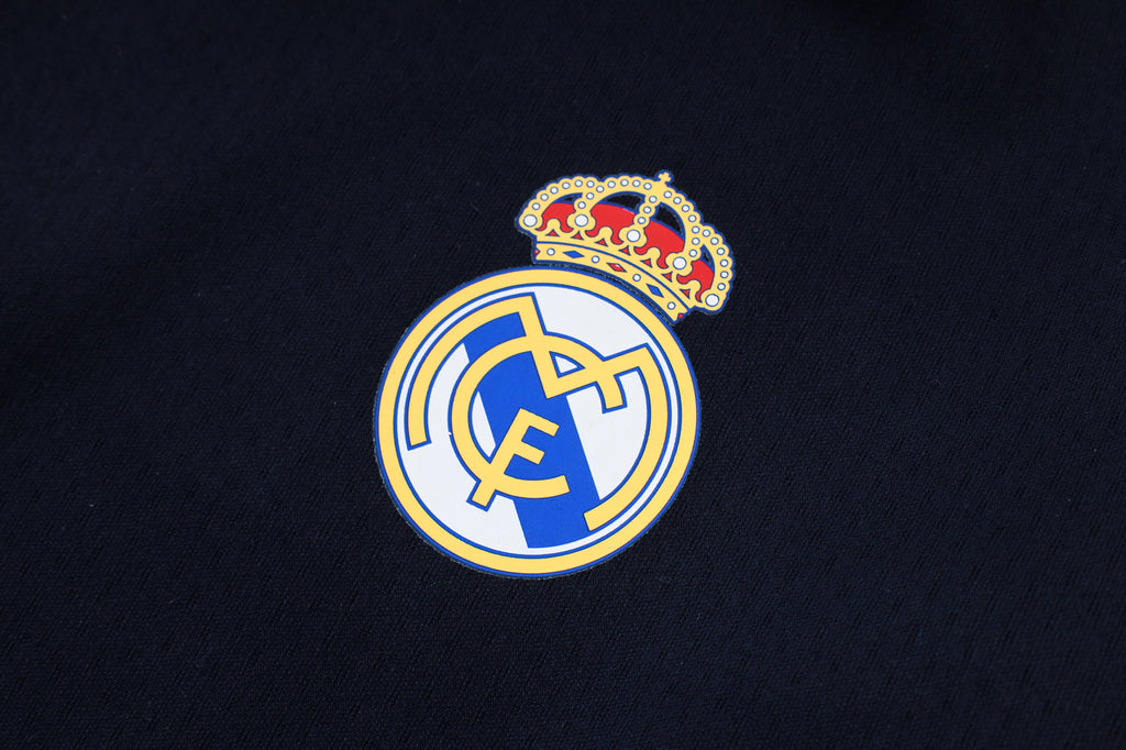 2025-26 Real Madrid Dark blue Long zippered training suit with hood