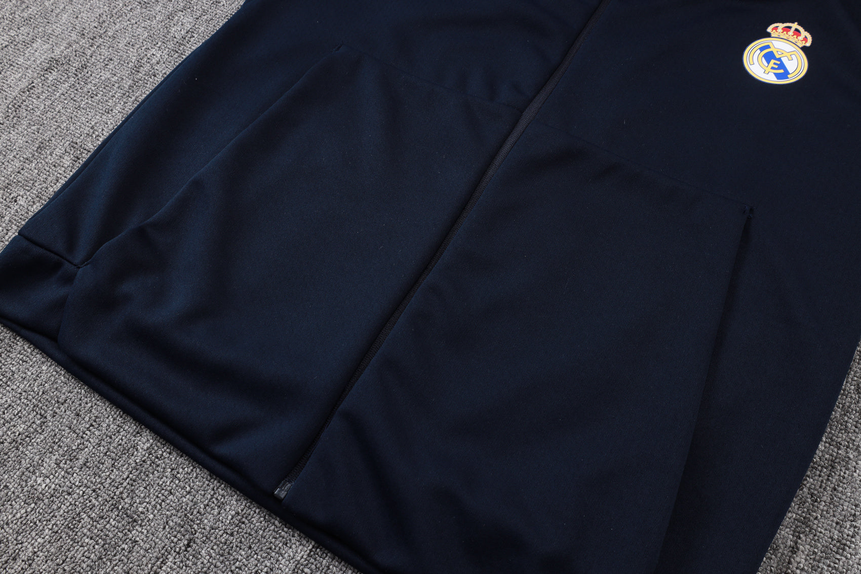 2025-26 Real Madrid Dark blue Long zippered training suit with hood