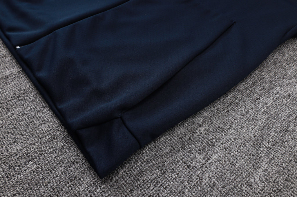 2025-26 Real Madrid Dark blue Long zippered training suit with hood