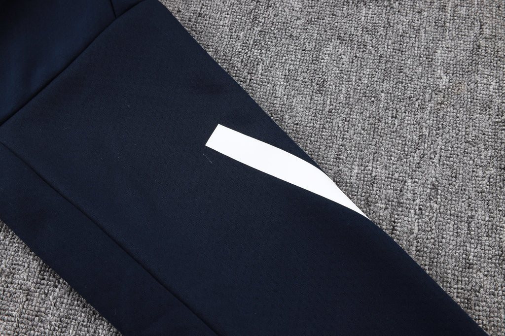 2025-26 Real Madrid Dark blue Long zippered training suit with hood