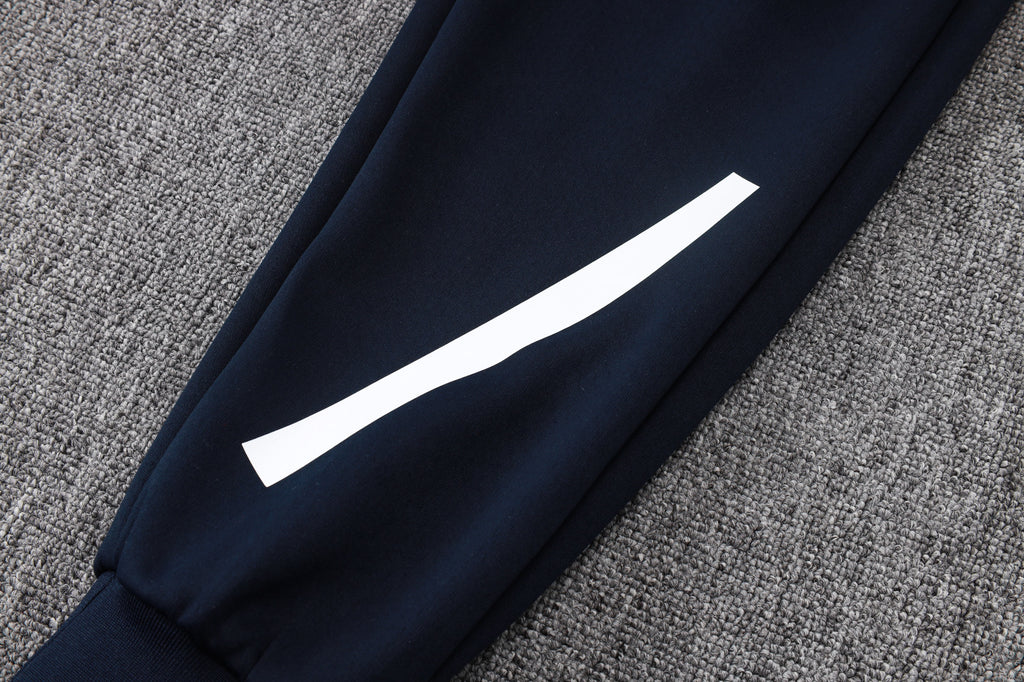 2025-26 Real Madrid Dark blue Long zippered training suit with hood