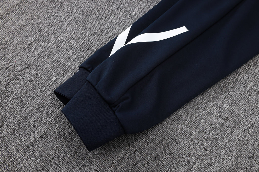 2025-26 Real Madrid Dark blue Long zippered training suit with hood