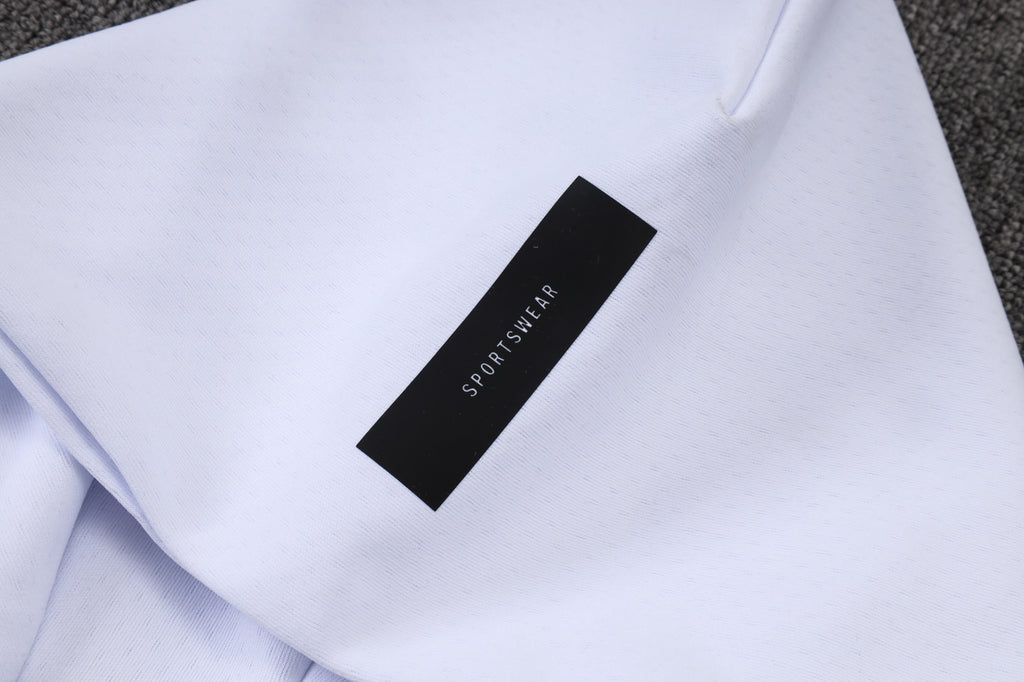 2025-26 Real Madrid White Long zippered training suit with hood