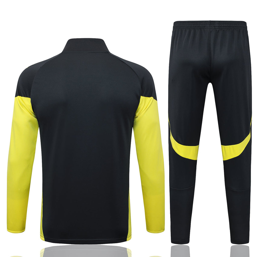 2025-26 Real Madrid Long zipper Dark gray (yellow sleeves) training suit