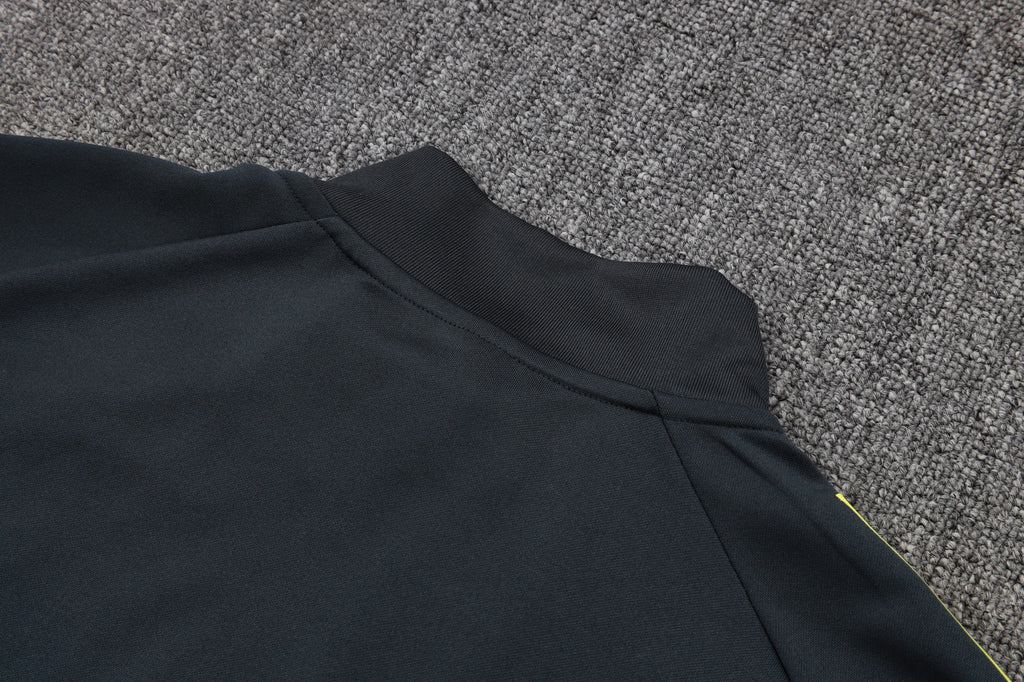 2025-26 Real Madrid Long zipper Dark gray (yellow sleeves) training suit