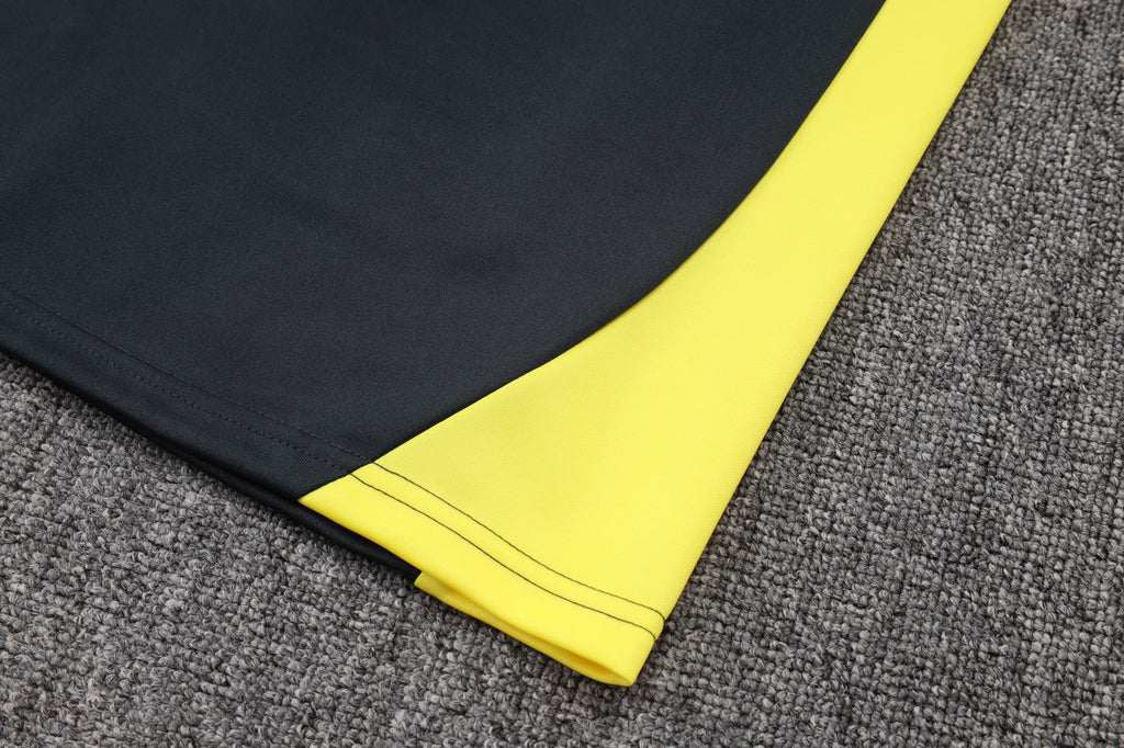 2025-26 Real Madrid Long zipper Dark gray (yellow sleeves) training suit