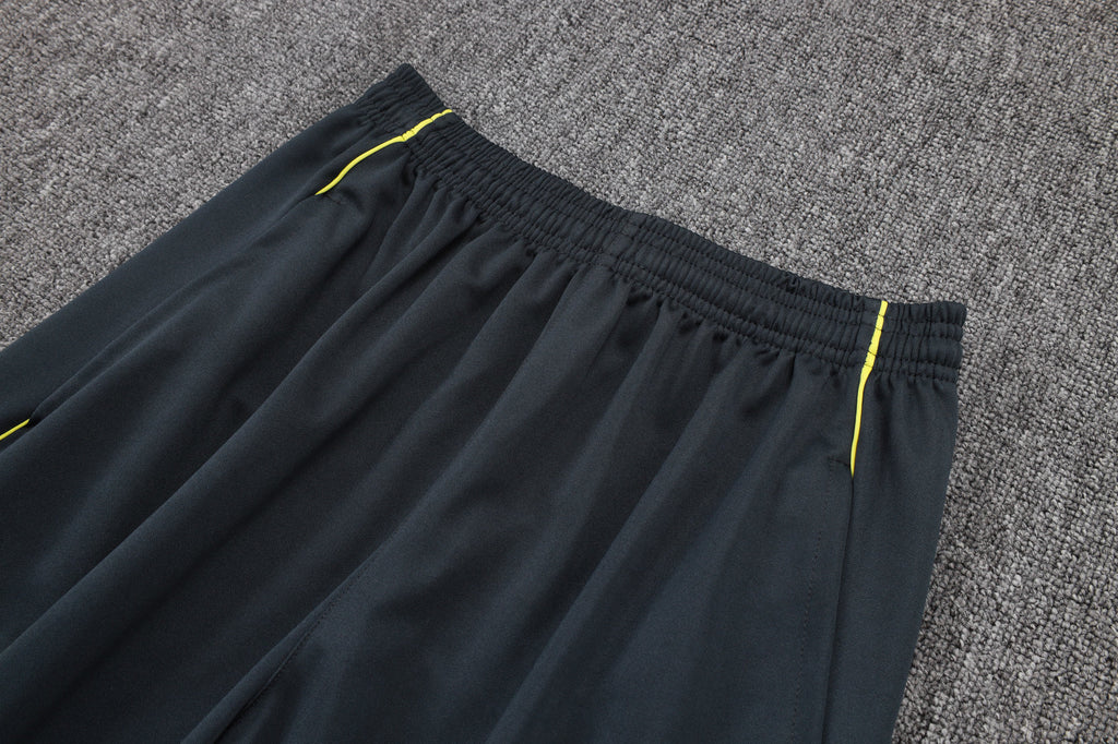 2025-26 Real Madrid Long zipper Dark gray (yellow sleeves) training suit