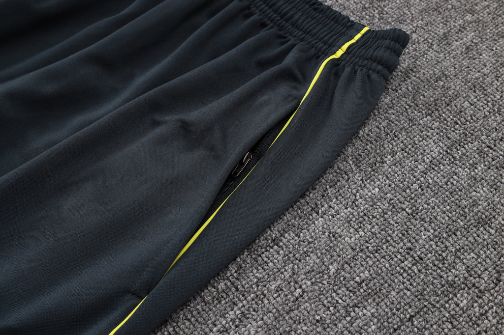 2025-26 Real Madrid Long zipper Dark gray (yellow sleeves) training suit