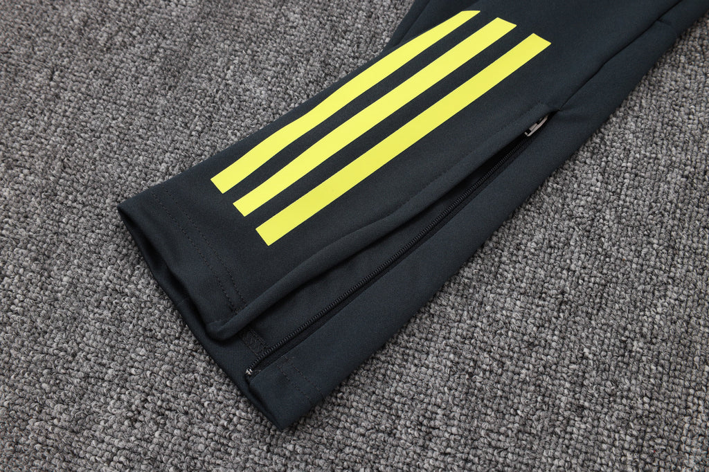 2025-26 Real Madrid Long zipper Dark gray (yellow sleeves) training suit