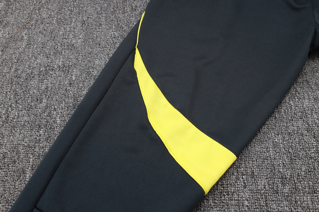 2025-26 Real Madrid Long zipper Dark gray (yellow sleeves) training suit