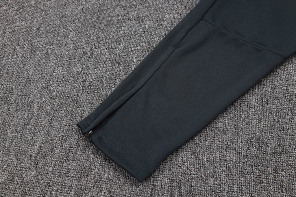 2025-26 Real Madrid Long zipper Dark gray (yellow sleeves) training suit