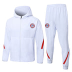 2025-26 Bayern Munich White Long zippered training suit with hood