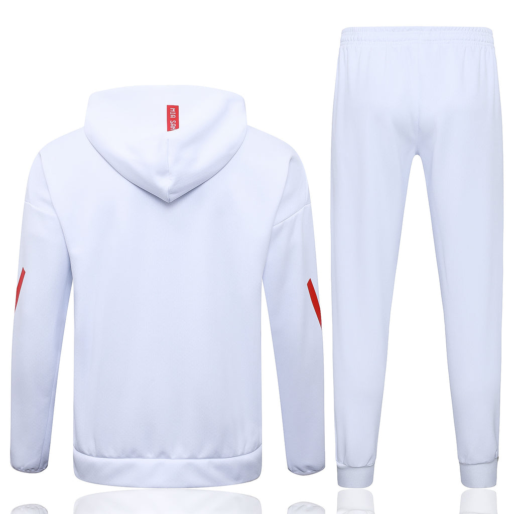 2025-26 Bayern Munich White Long zippered training suit with hood