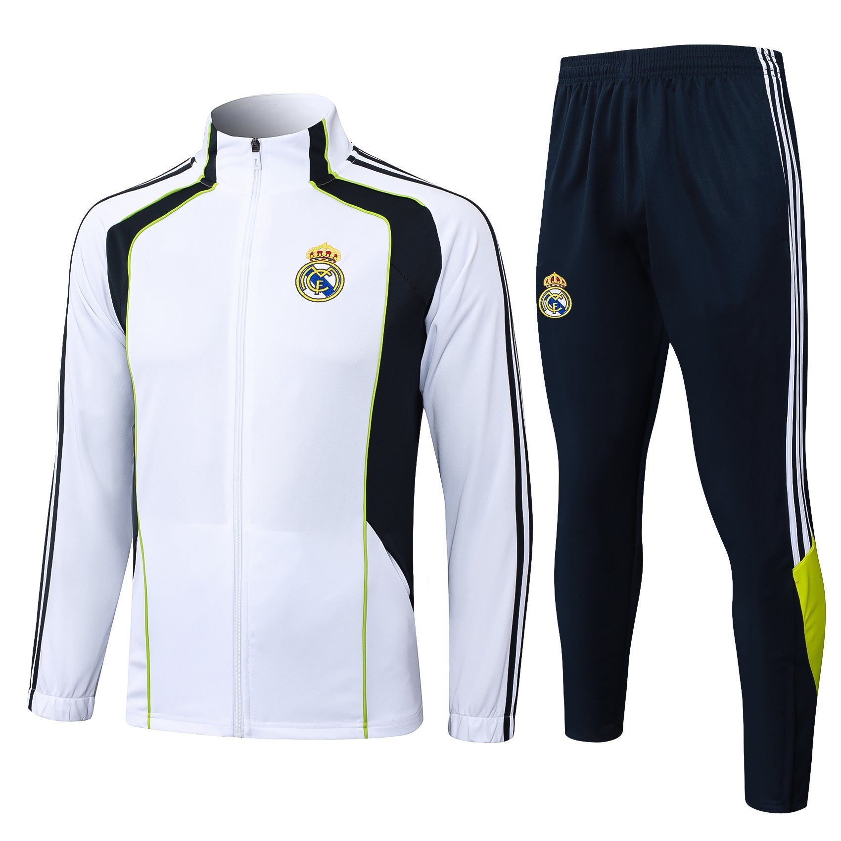 2025-26 Real Madrid Long zipper White-Green training suit