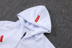 2025-26 Bayern Munich White Long zippered training suit with hood