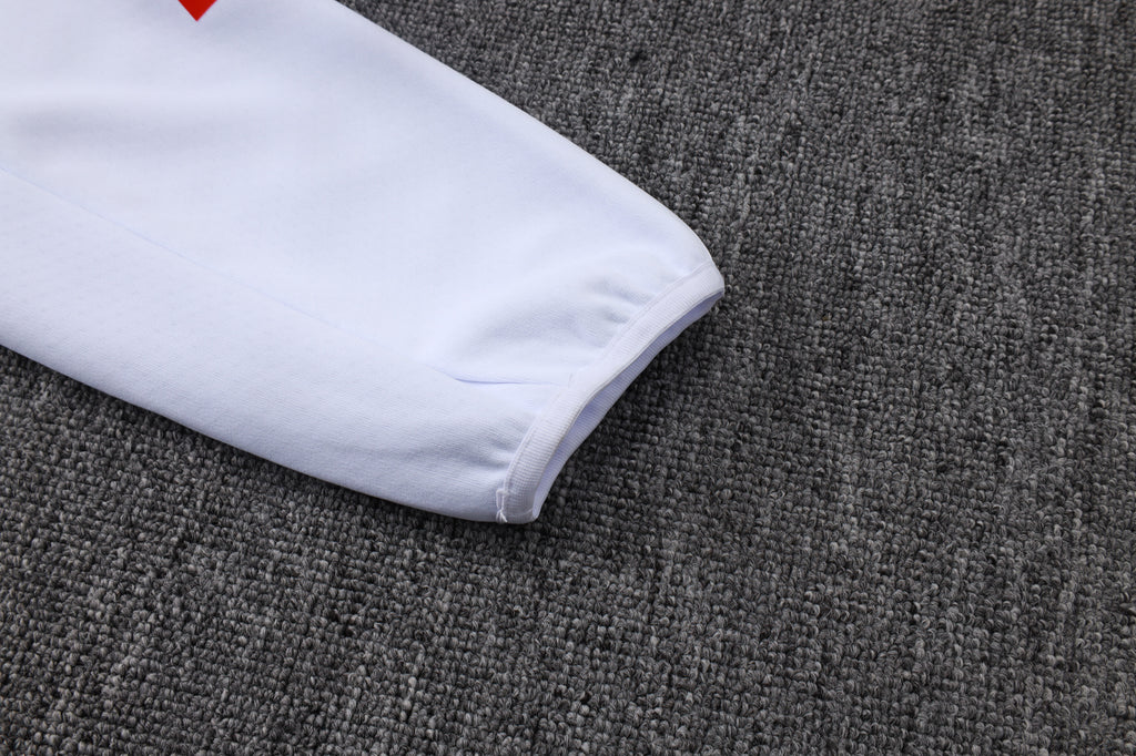 2025-26 Bayern Munich White Long zippered training suit with hood