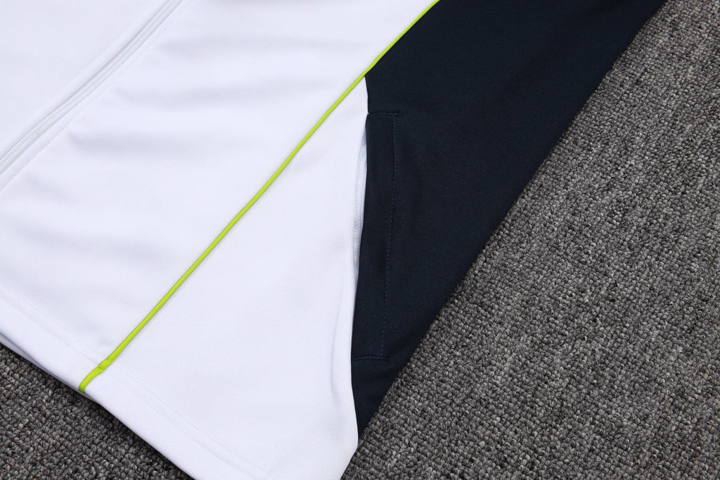 2025-26 Real Madrid Long zipper White-Green training suit