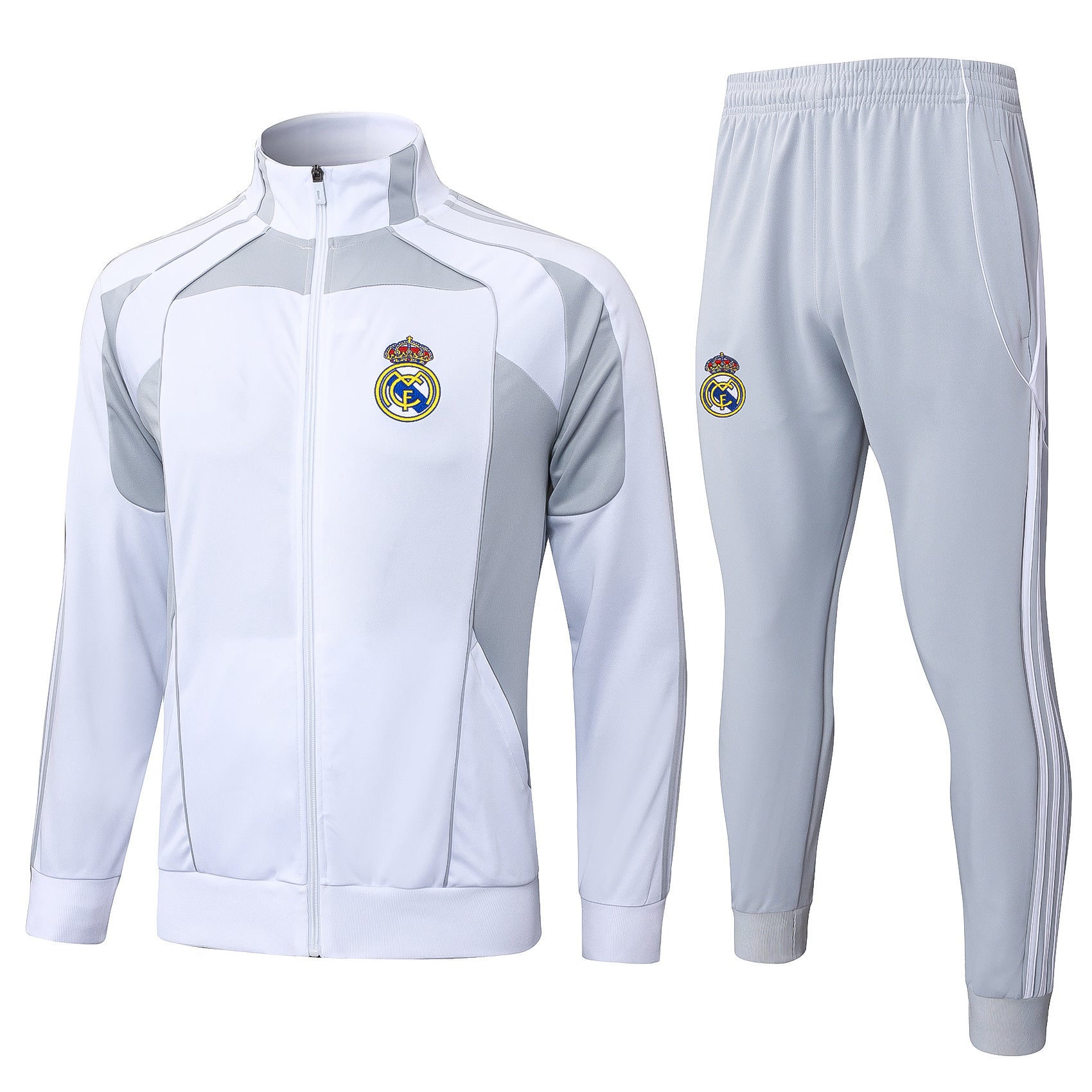 2025-26 Real Madrid Long zipper off-white gray training suit