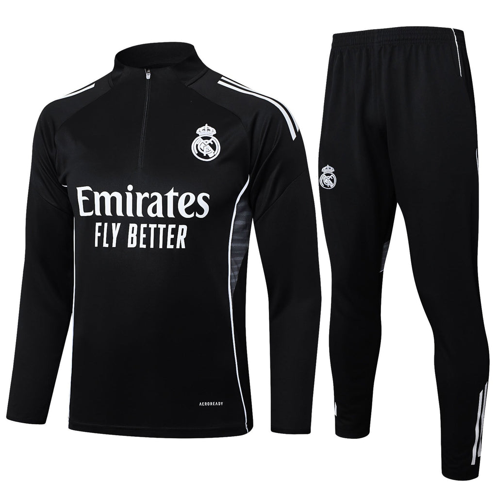 2025-26 Real Madrid Black training suit£¨White text)  Adults Or Children