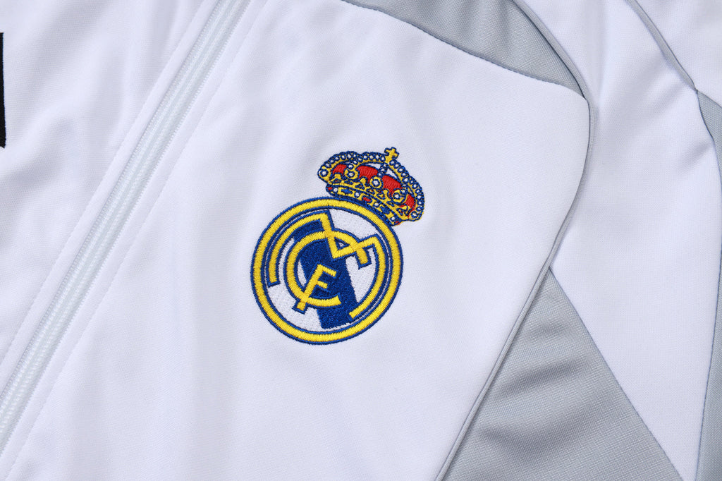2025-26 Real Madrid Long zipper off-white gray training suit