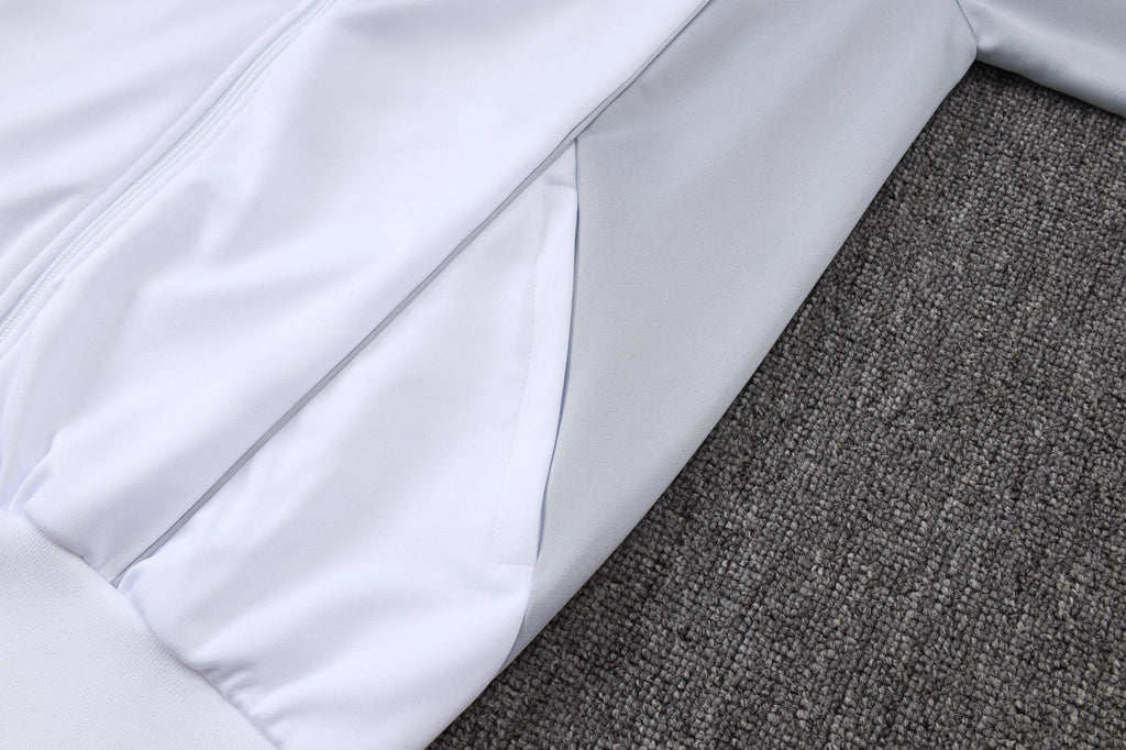 2025-26 Real Madrid Long zipper off-white gray training suit