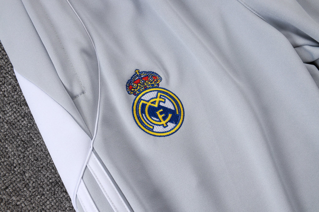 2025-26 Real Madrid Long zipper off-white gray training suit