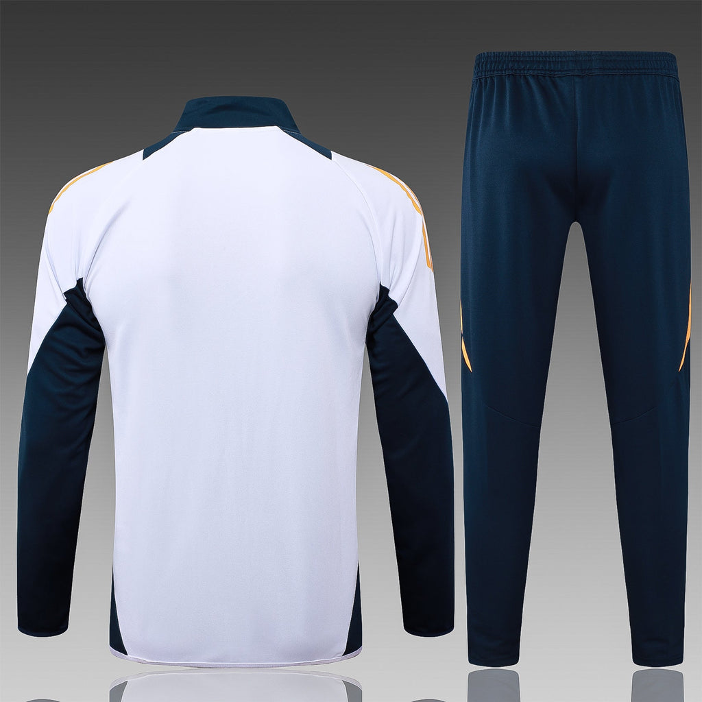 2024-25 Real Madrid White Training Suit Kit Long zipper