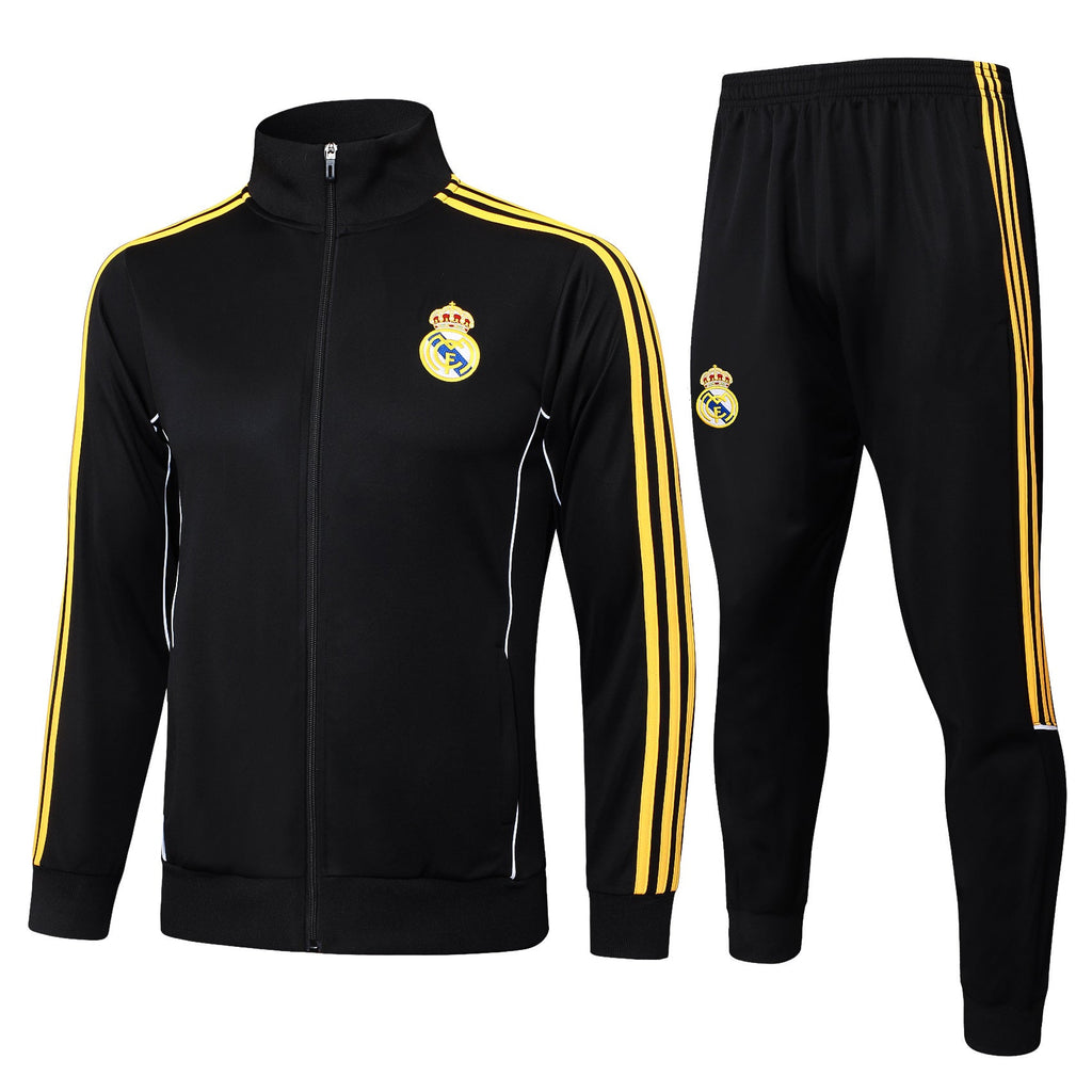2025-26 Real Madrid Long zipper Black-Gold training suit