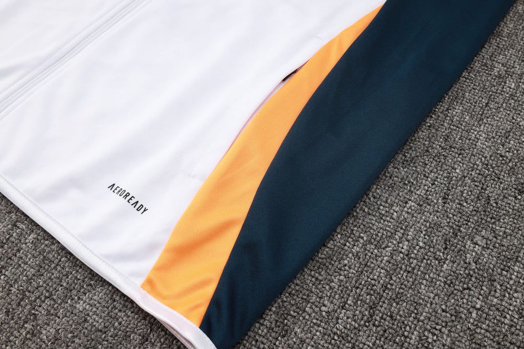 2024-25 Real Madrid White Training Suit Kit Long zipper