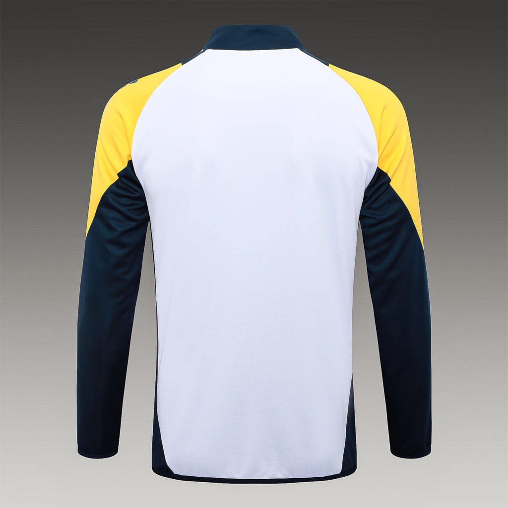 2024-25 Real Madrid White-Yellow Training Suit Kit Long zipper