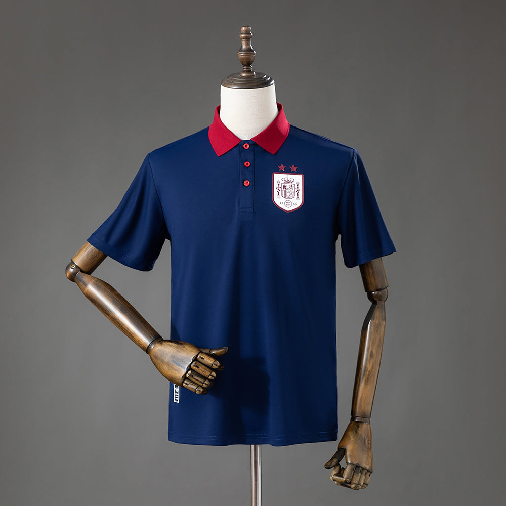 2026-27 Spain Two Stars Lifestyler Blue Polo Shirt
