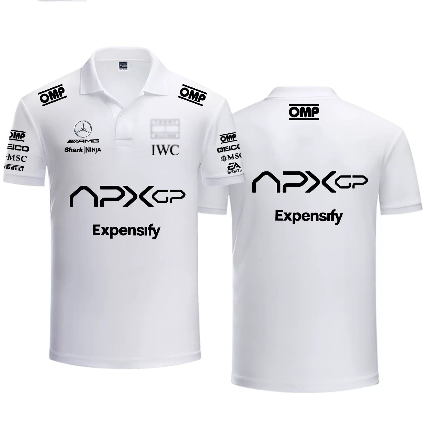 2025 F1 Formula One Racing Suit Mercedes White Polo Shirt S-5XL