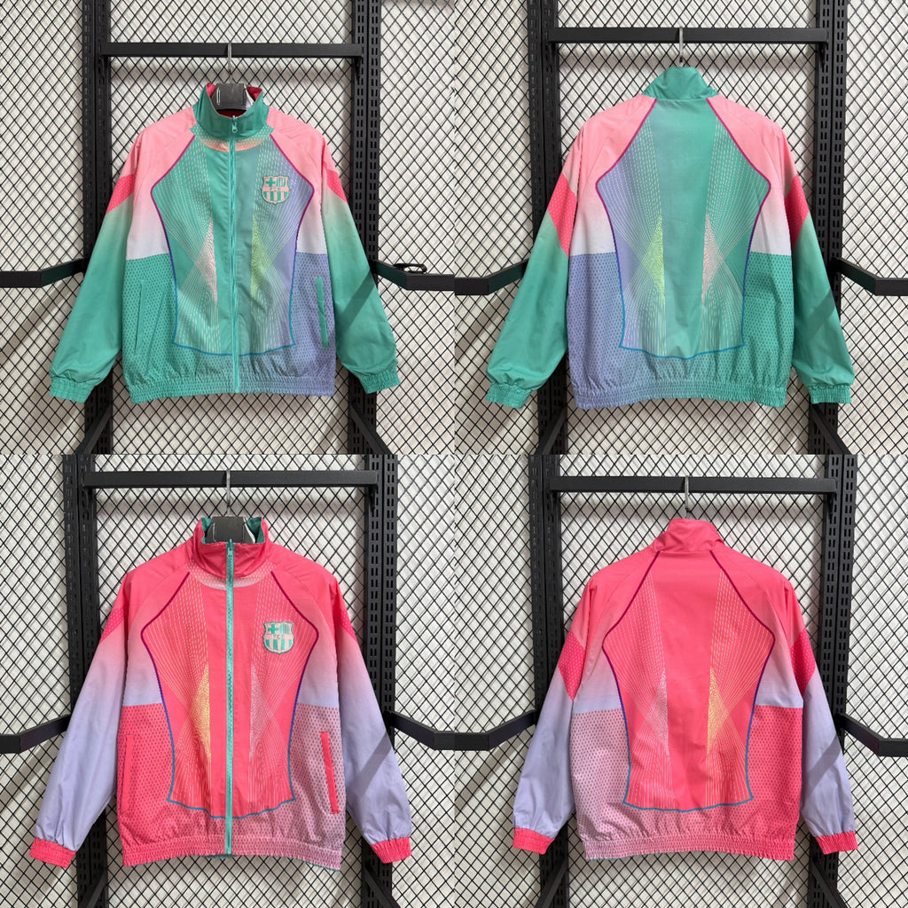 2025-26 Barcelona pink-blue reversible trench coat