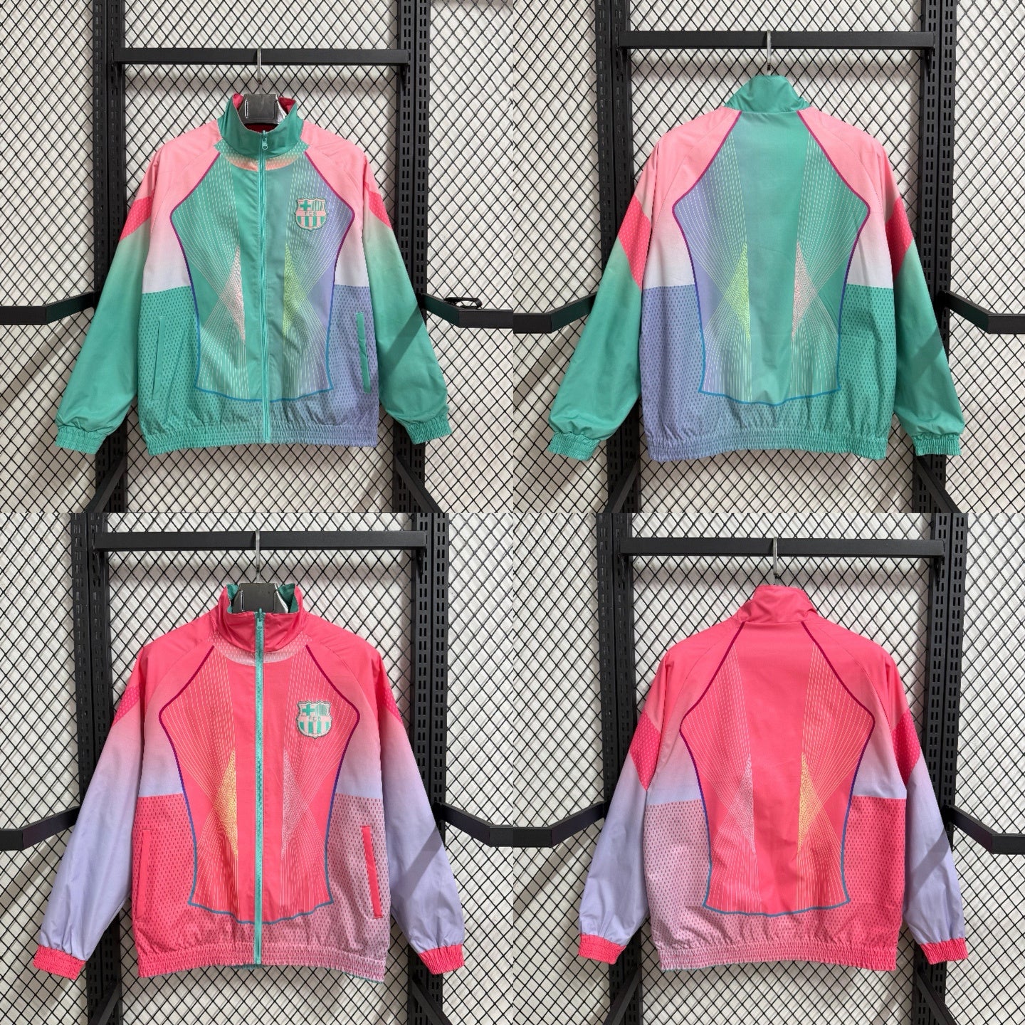 2025-26 Barcelona pink-blue reversible trench coat