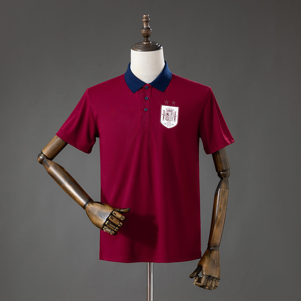 2026-27 Spain Two Stars Lifestyler Red Polo Shirt
