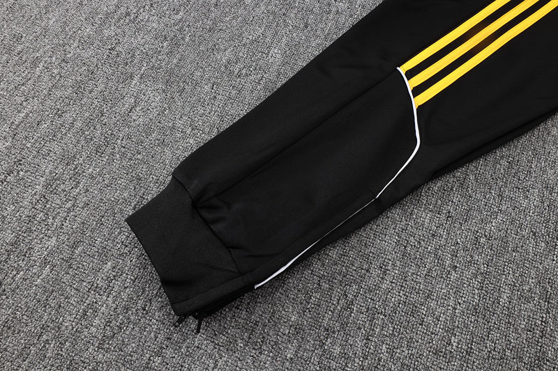 2025-26 Real Madrid Black-Yellow Adult long pull training suit