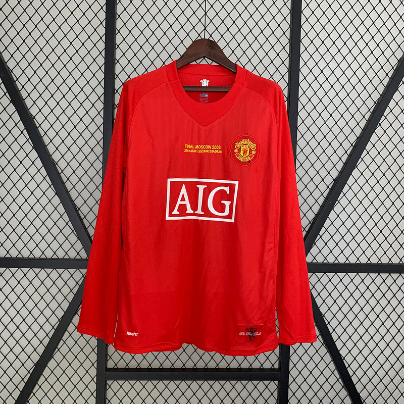 Camiseta de manga larga de la Liga de Campeones de local del Manchester United 2007-08