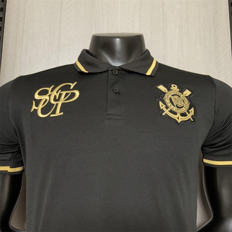 Polo Corinthians Negro 2025-26 Versión Jugador