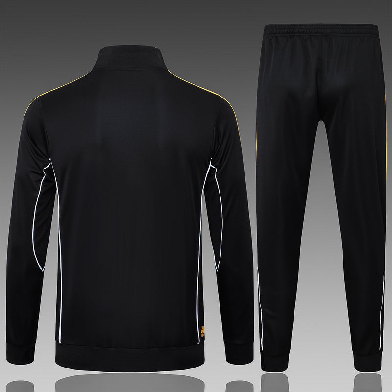 2025-26 Real Madrid Black-Yellow Adult long pull training suit