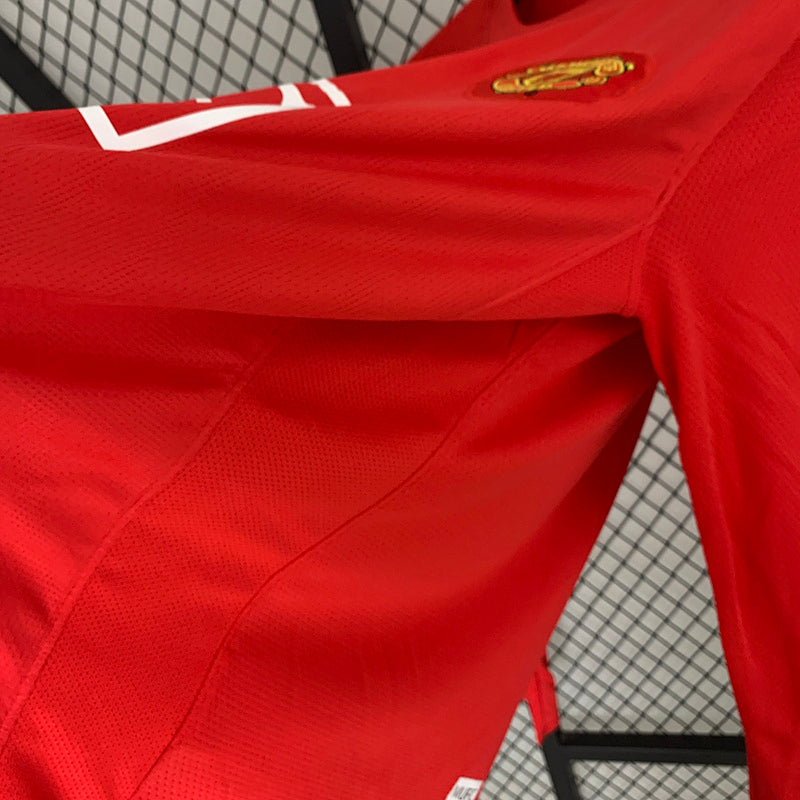 Camiseta de manga larga de la Liga de Campeones de local del Manchester United 2007-08