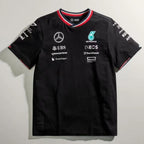 Formel-1-Rennanzug 2025, Mercedes, schwarzes Poloshirt, Größen S-5XL