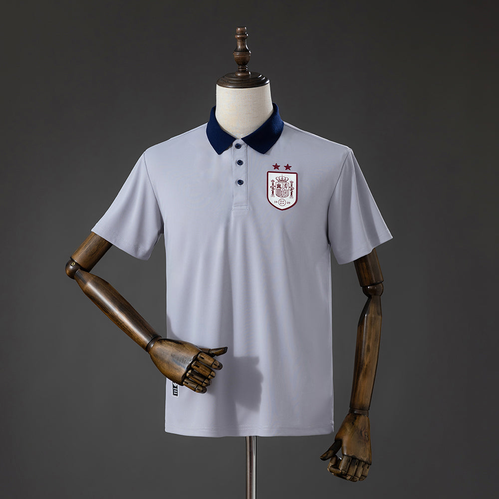 2026-27 Spain Two Stars Lifestyler Grey Polo Shirt
